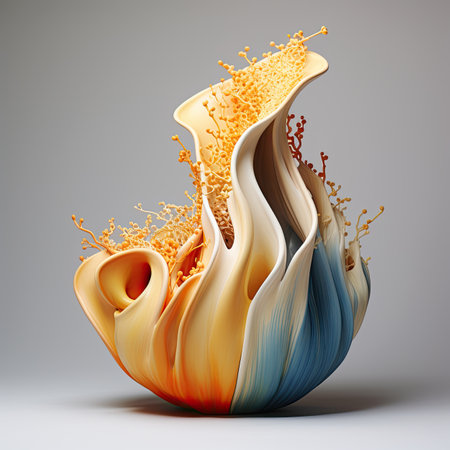 3d render of abstract shape made of yellow, blue and orange colorsの素材