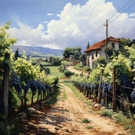 Vineyard in Tuscany, Italy. Vintage style toned pictureの素材