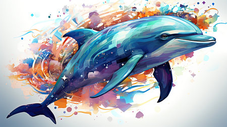Dolphin in watercolor style.の素材