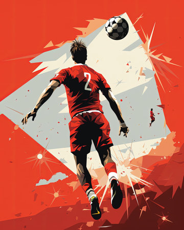 Soccer player in action. Vector illustration of football player in action.の素材