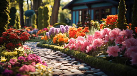 colorful flower garden in the morning at bangkok,Thailandの素材