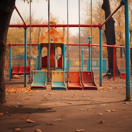Children's playground in the park in autumn. Selective focus.の素材