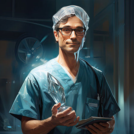 Portrait of a doctor holding a stethoscope in his handsの素材