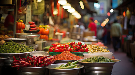 Vegetables and spices on the bazaarの素材