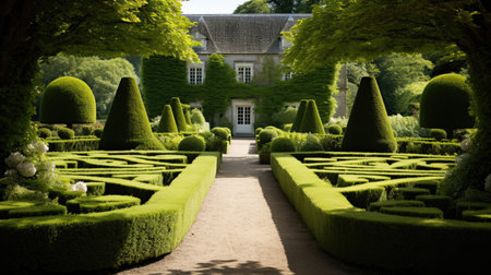 France, the picturesque Jardins du Manoir d Eyrignac in Normandieの素材