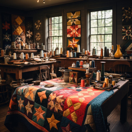 Ceramic tableware and furniture in the kitchen of an old houseの素材