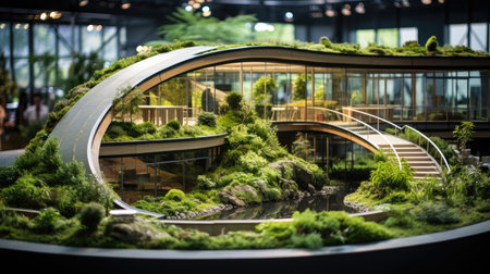 Miniature garden inside the buildingの素材