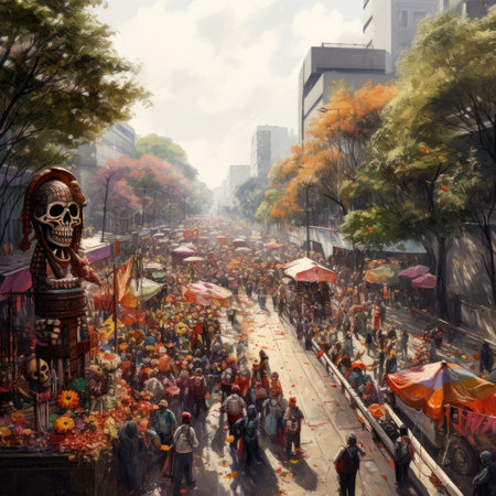 People in Flower Festivalの素材