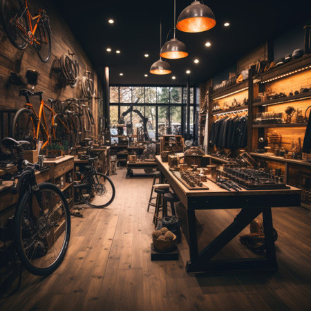 Bicycle shop. Bicycles in the store. Bicycles in the store.の素材