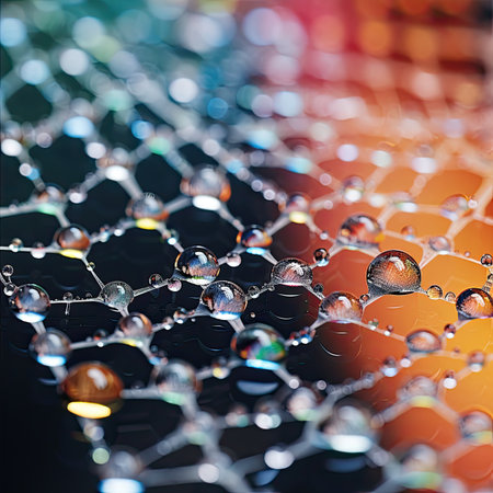 abstract background of water drops on a glass surface with bokehの素材