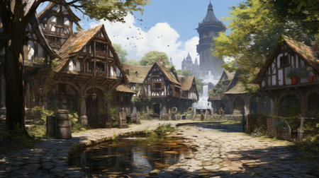 Fantasy landscape with old houses in the old town of Strasbourgの素材