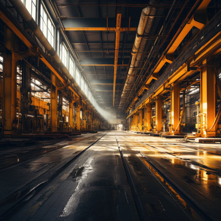 Abandoned industrial interior of a factory building,の素材