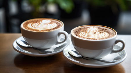 Coffee cup on wooden table in coffee shop,の素材
