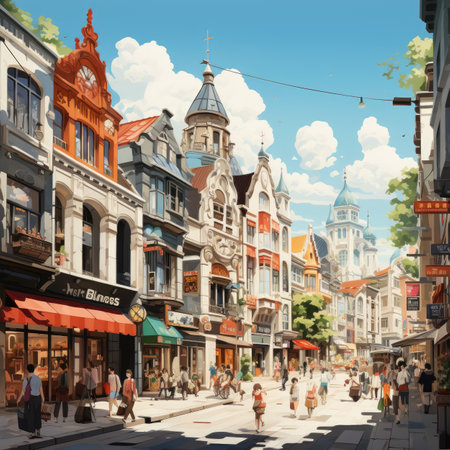 Street view of old townの素材