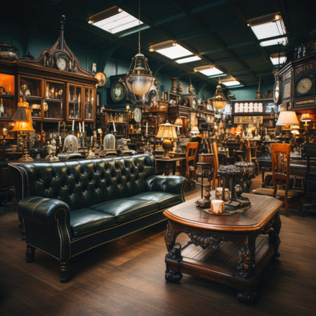 Luxury antique furniture in an old shop.の素材