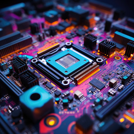 Close up of electronic circuit board. Technology background.の素材