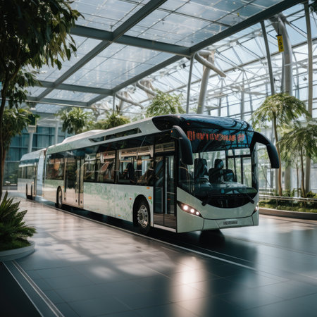 bus in the International Airport.の素材