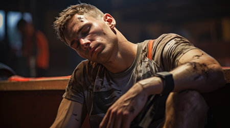 Portrait of a handsome young man working in a car repair shopの素材