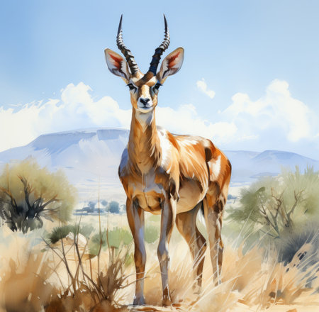 a gazelle antelope in the savannahの素材