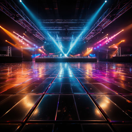 Stage Spotlight with Laser rays and smokeの素材