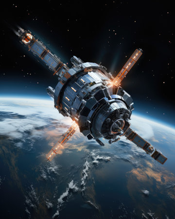 Space station in outer space.の素材