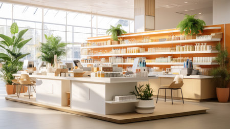 Interior of a modern drugstore.の素材