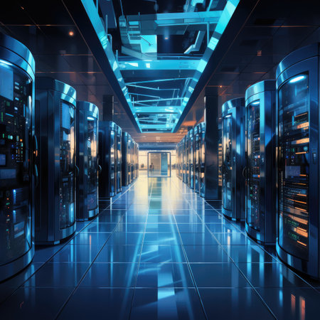 server room data center with hard drivesの素材