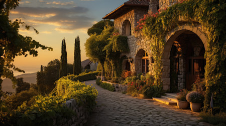 Sunset in the villageの素材