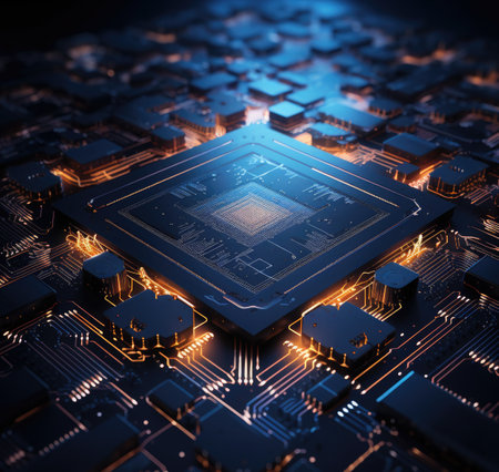 Circuit board close-up. Technology background.の素材