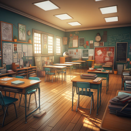 A school classroom in an old school style.の素材