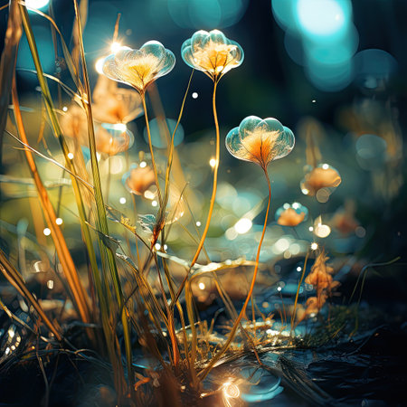 Beautiful abstract background with small flowers and bokeh effect.の素材