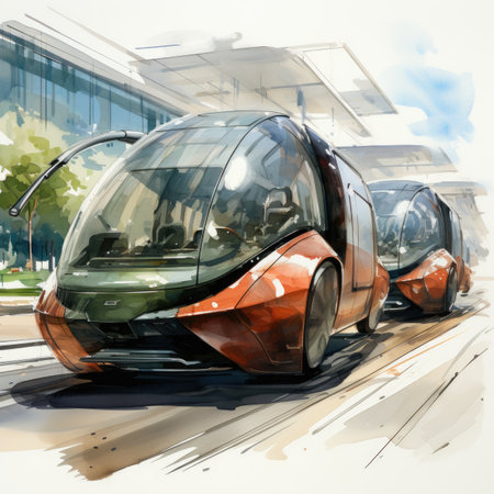 A modern electric car in the city.の素材