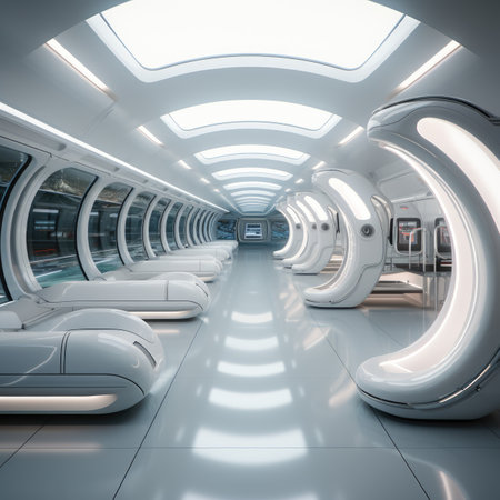 Futuristic interior of a spaceship.の素材