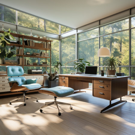 Interior of a modern office with a panoramic window.の素材