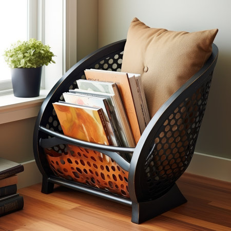 Books on a chair in the living room.の素材