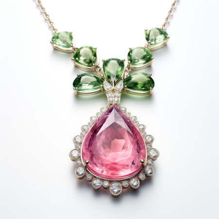 jewelry pendant with precious stones isolated on white background.の素材