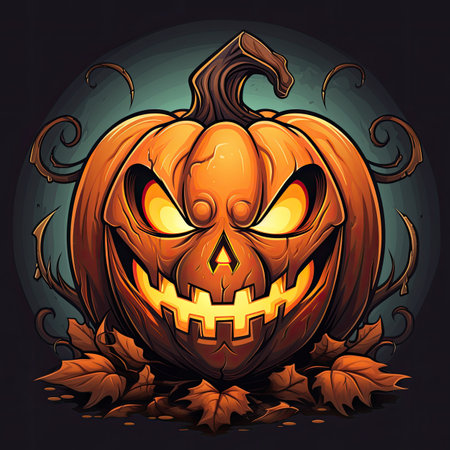 Halloween pumpkin on dark background.の素材