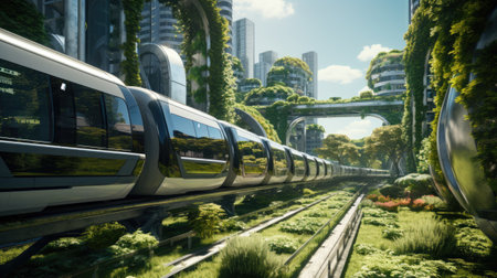 Modern tram in the cityの素材