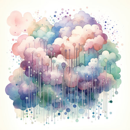 Abstract watercolor background with clouds.の素材