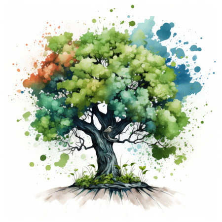 Tree in watercolor style.の素材