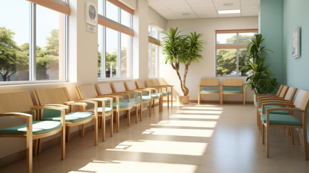 Waiting room in a hospital. 3d rendering mock up imageの素材