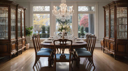 Luxury dining room in a classic style.の素材