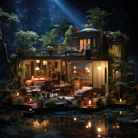 A restaurant in the tropics on the beachの素材