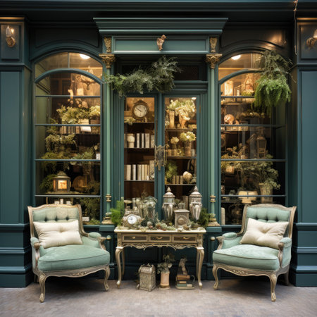 Luxury interior design of a luxury restaurant with classic furniture.の素材