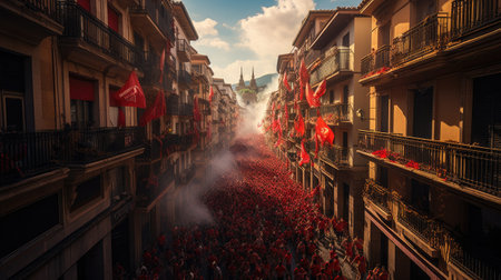 Crowds of people walking in the streetsの素材