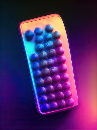 The TV remote control on a dark background with highlightsの素材