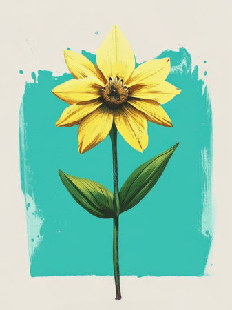 Flower on a turquoise background.の素材