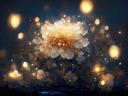 Abstract floral background with bokeh lights.の素材