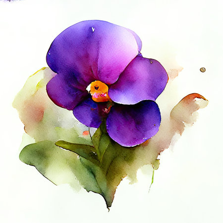 Beautiful watercolor illustration of pansy flower.の素材