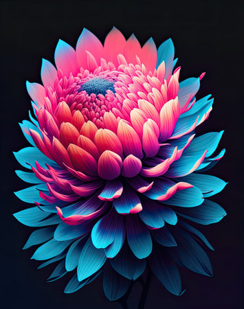Colorful dahlia flower on black background.の素材